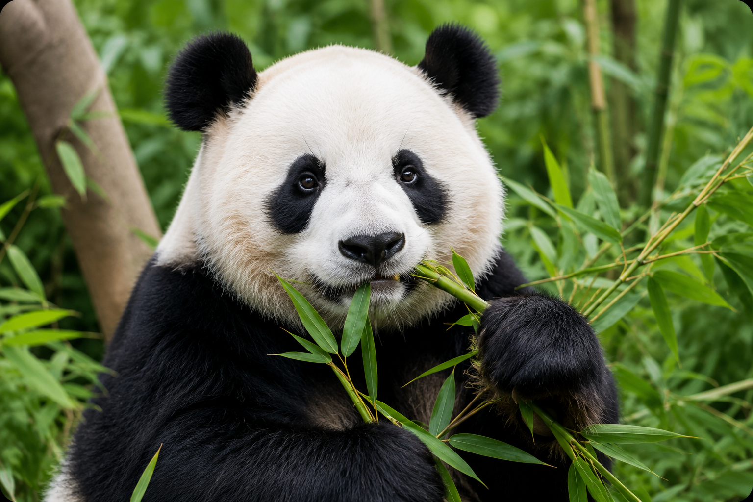 Giant panda eating bamboo
