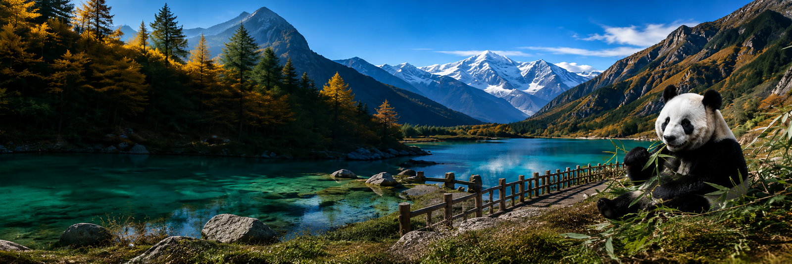 Mountain and alpine lake scenery in Shuangqiao Valley