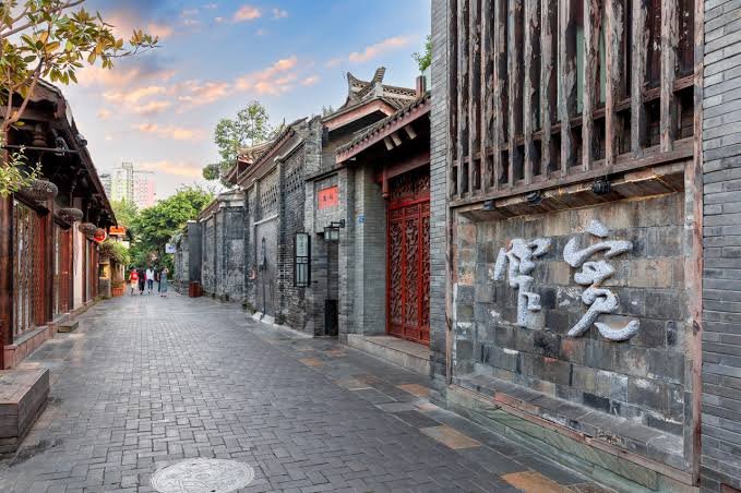 Chengdu city and riverside scenery