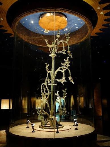 Bronze sacred tree displayed inside Sanxingdui Museum